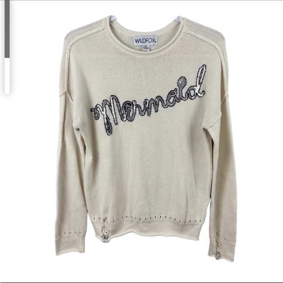 Wildfox Mermaid Distressed Pullover Sweater - Picture 2 of 9